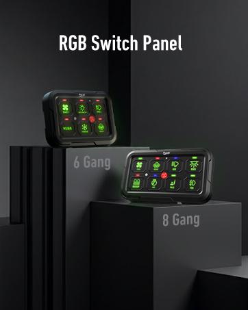 RGB 8 Gang Switch Panel, Universal Circuit Control Relay System w/Momentary Toggle Pulsed Memory Function, Automatic Dimmable, 12-24V Light Switch Panel for Truck UTV Car Boat, IP65 Waterproof