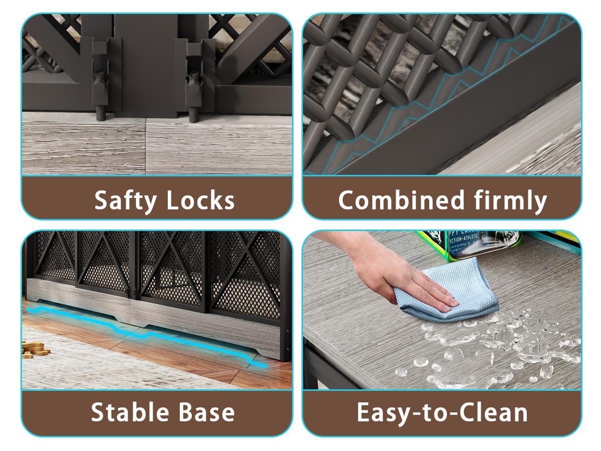 【SpringGlowUp】COZPAW 78" Dog Crate Furniture for 2 Dogs,Extra Large Breed Double Chew-Resistant Indoor Pet House,Heavy Duty Wooden XXL Large Kennel, Furniture Style XL Dog Cage, Max 300lbs Capacity (Grey)