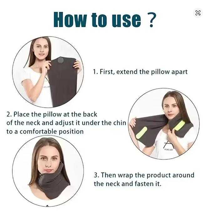 Orthopedic Travel Neck Pillow, Breathable & Comfortable Orthopedic Neck Support Pillow for Airplane, Car, Office - Ergonomic Design with Portable Storage Bag