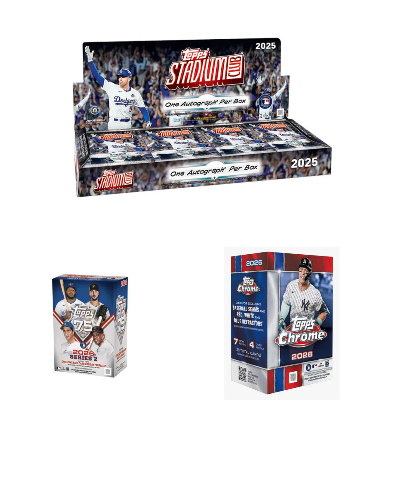 8/18 Price Drop #2 (4:45 PM CST) - '25 Stadium Club Hobby (x1), '26 Topps Chrome Blaster (x1), '26 Series 2 Blaster (x1)