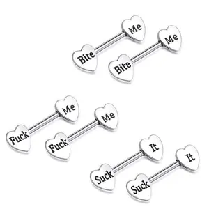3 Pairs Women Nipple Rings 14g Stainless Steel Nipplerings Tongue Barbell Heart Shape Body