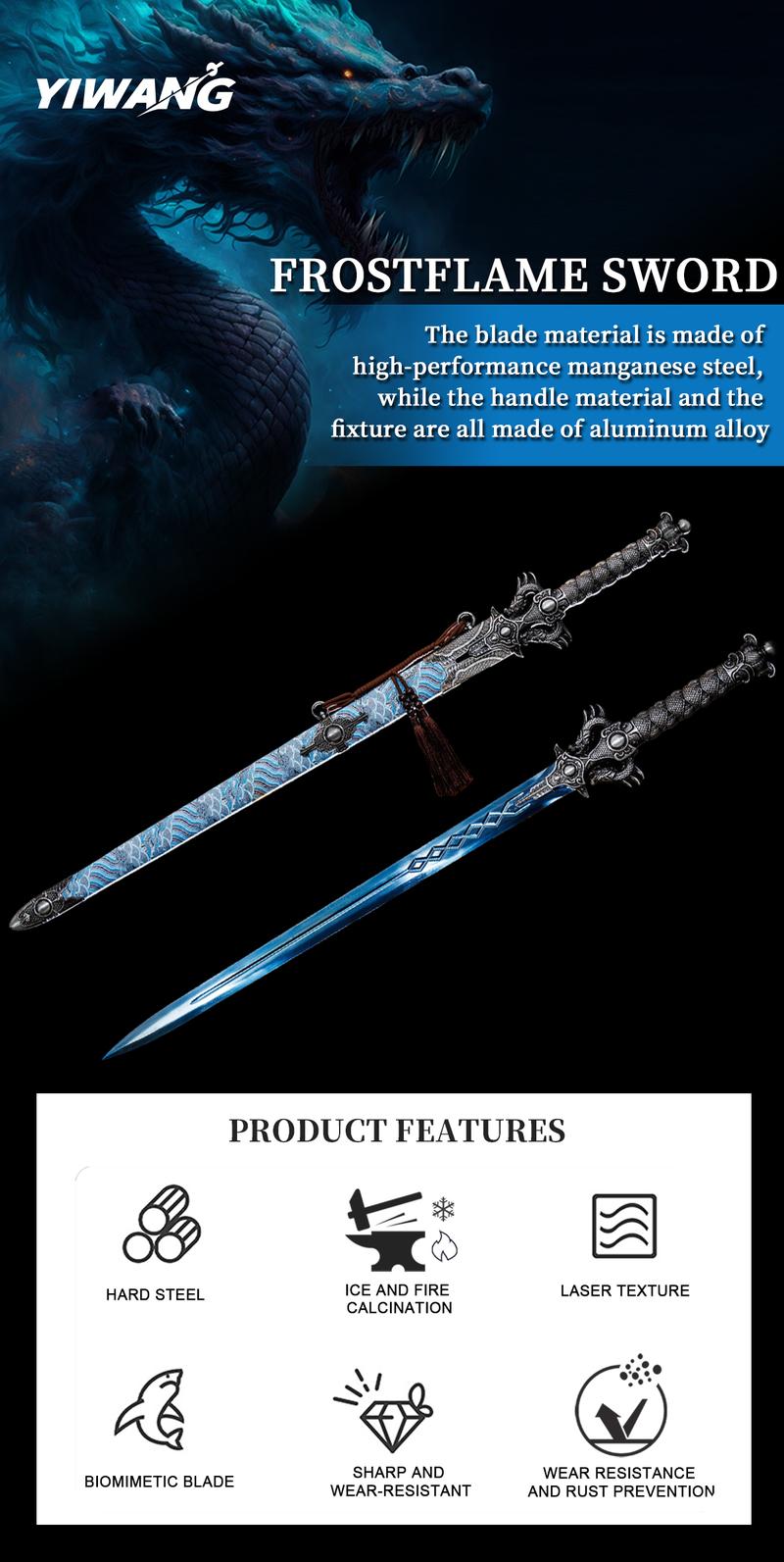 Handmade Chinese Sword - Full Tang Dynasty - Heat-Treated Blade, Blue Dragon Handle - Authentic Ancient Chinese - Collector'S Display or Martial Arts Training - Luxury Sword Sheath - Historical Replica - Ideal Gift for Martial Arts &