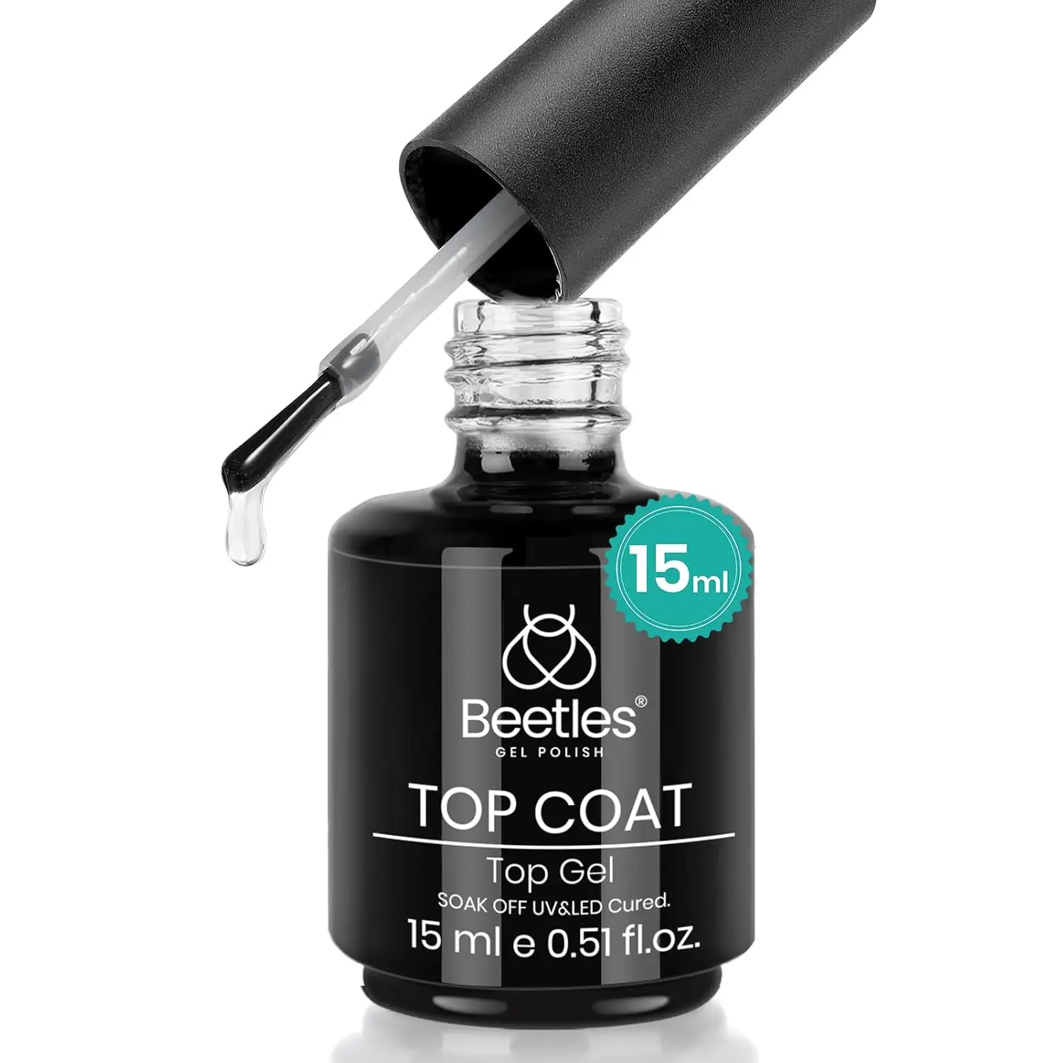 beetles Gel Polish No Wipe Gel Top Coat - Clear Color Gel Shine Finish and Long Lasting, Soak Off Nail Lamp Gel, Gift for Girls