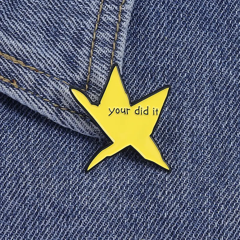 Your Did It Funny Yellow Star Brooch, Cute Meme Star Lapel Pin, Aesthetic Cartoon Enamel Pin for Backpack Jacket Hat, Trendy Funny Jewelry Gift for Teens Friends