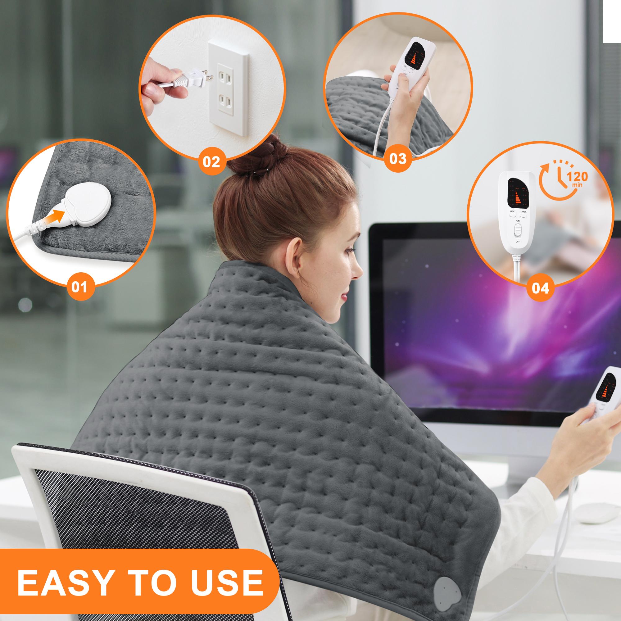 Dark Color Heating pad, size 40in×20in, 33in×17in, 24in×12in, 6 temperature levels and 4 time settings, portable, back, neck, shoulders and legs heating, machine washable, perfect holiday gift for men, women, parents, Christmas gift