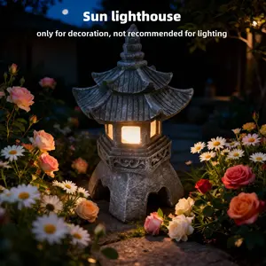 Solar Outdoor Lights Home Solar-Powered Tower Garden Statue Solar Tower Lantern Garden Statue suitable for indoor and outdoor Zen-inspired Asian decor for landscaping balconies gardens terraces and porch courtyard artistic decorations Easter Room Decor