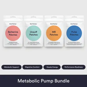 Kind Patches Metabolic Pump Bundle: Pulse Patches + MB Patches + Berberine Patches + Unpuff Patches, Workout Readiness & Daily Movement Support, Steady Release Formula, Metabolic Support, Clean Energy, Balanced Gut, Digestive Health, Natural Ingredients