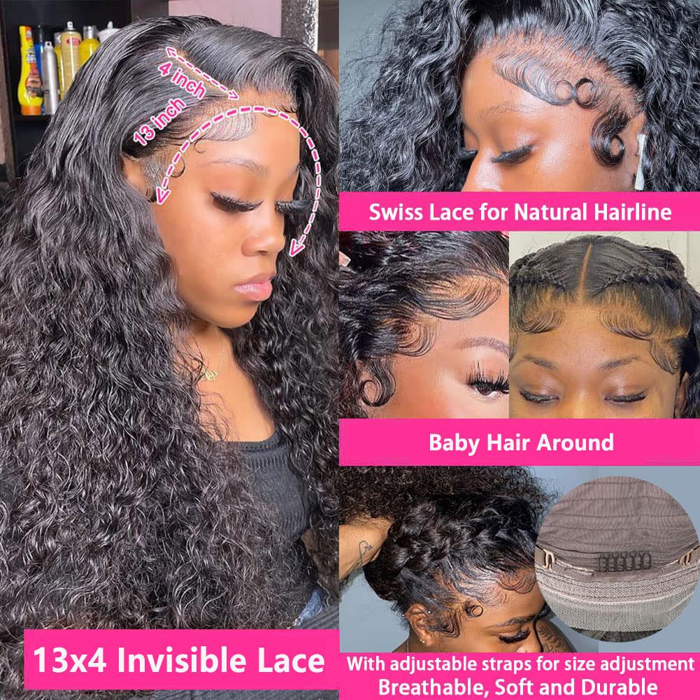 Bling Hair 38inch Deep Wave 13x6 13x4 Transparent Lace Front Hd Lace Frontal Wig Pre Plucked Lace Frontal Brazilian Human Hair Wigs 180% Density for Women TikTokShopBlackFriday