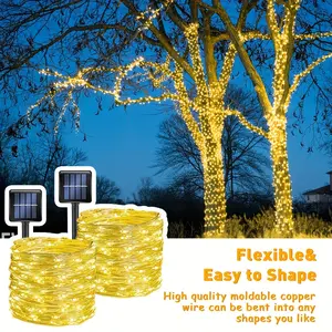 2 Pack Solar String Lights Outdoor, Total 114ft 600LED Solar Powered IP65 Fairy Lights 8 Modes, Garden Yard Tree Christmas Party Wedding Party Tree Yard Decoration