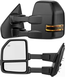 Smoked Power Heated Tow Mirrors Compatible with 2004-2014 Ford F150 F-150 Pickup Truck, Extended Trailer Towing Side Mirrors with LED Puddle Light，Cars accessories