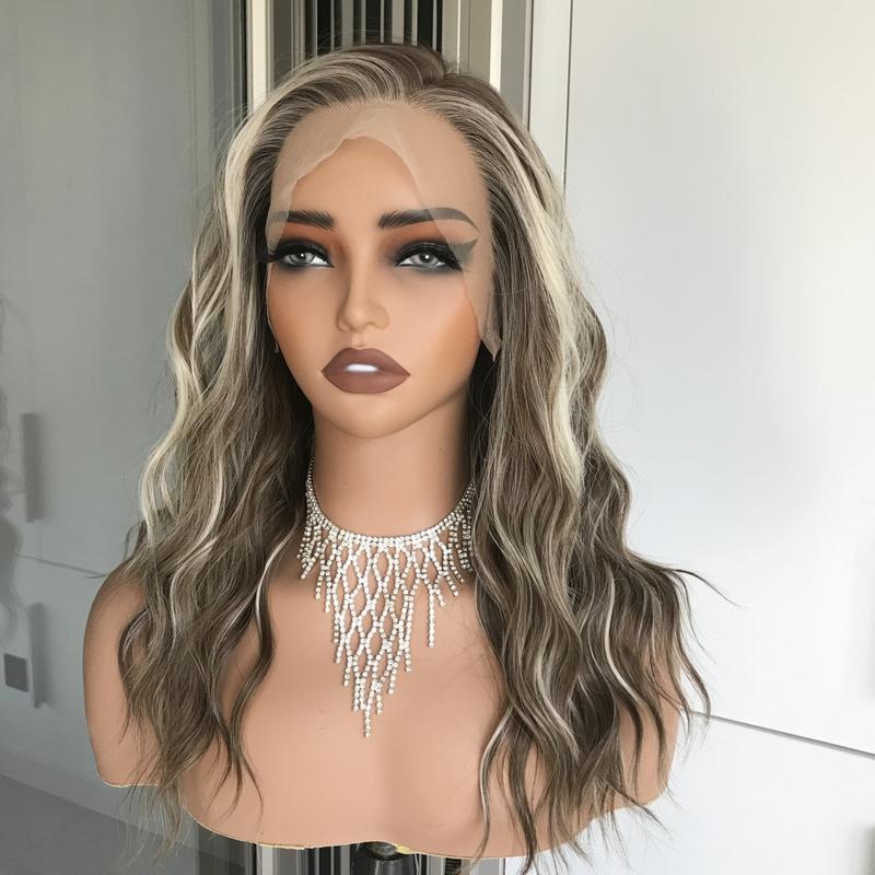 AISOM Mila Iced Latte Free Part Lace Front Wig with Scandinavian Hairline Glueless Wig 16 Inch Low Density Heat Friendly Synthetic Hair Wig Daily Use