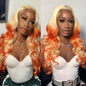 OQ HAIR 613 Blonde Mix Orange Color Butterfly Layered Cut Body Wave Wear Go Wig 200% Density 7x5 Glueless Human Hair Wigs For Woman Beginner Friendly Pre-Everything Wig