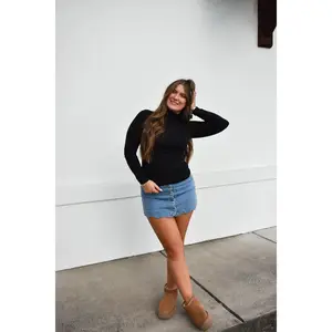 Basic Long Sleeve Turtle Neck: Black