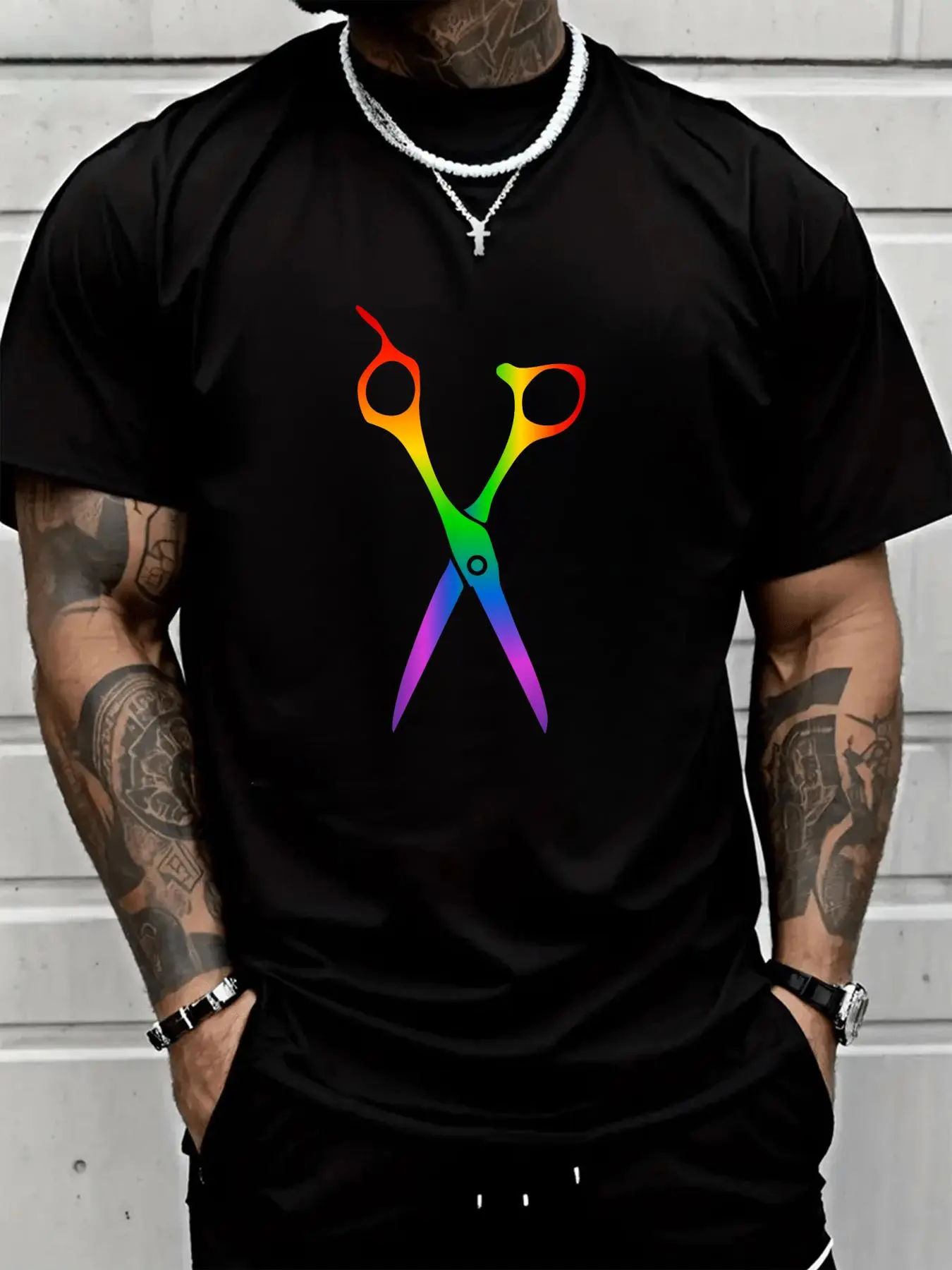 100% Cotton Unisex Hairdresser Scissors Hairstylist Hairstyling Hairdressing T-Shirt, Breathable, Comfortable, Summer & Spring Essential