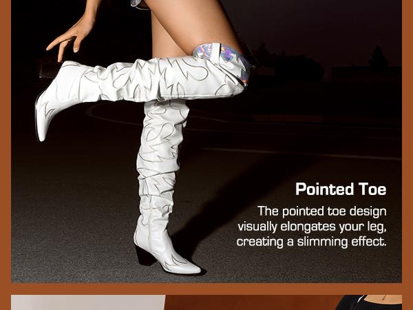 Dream Pairs Western-Embroidered Thigh-High Cowgirl Boots – Pull-On Stiletto Heel, Festival-Ready Detail