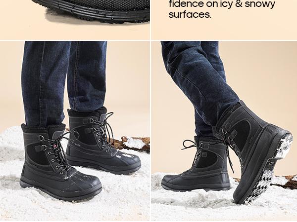 NORTIV 8 Men's Wide Fit Waterproof Winter Snow Boots