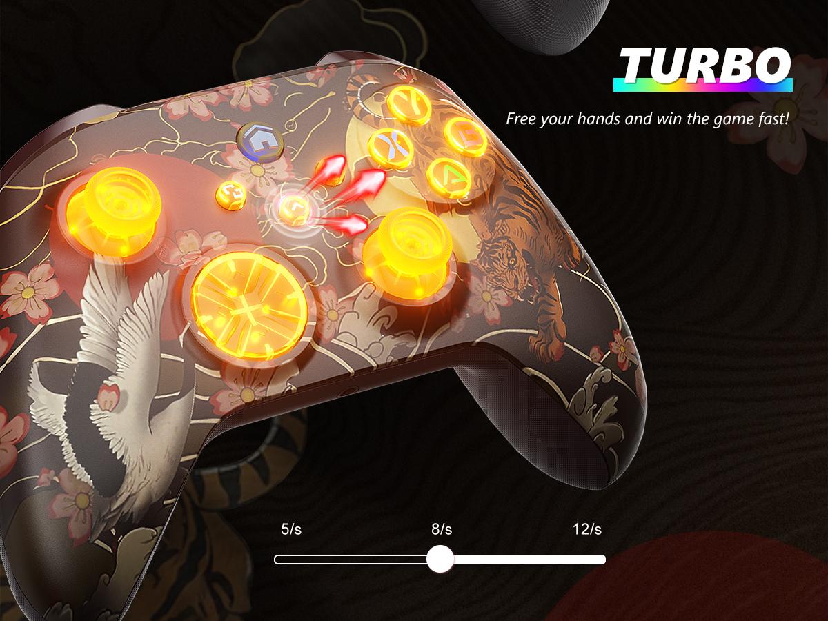Tiger & Crane Multi-Platform WiFi Wireless Controller for Xbox One/Series X|S, Windows 10/11,Hall Effect Triggers, Turbo & Macro Programmable Gamepad with RGB Battery Indicator, 3-Way Connectivity