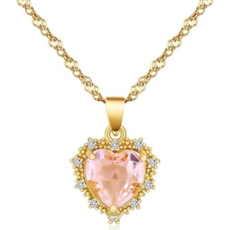 Crystal Heart Necklace for Queens Gold Plated Birthstone Pendant with Heart-Shaped Crystal Symbolizing Love Strength and Individuality