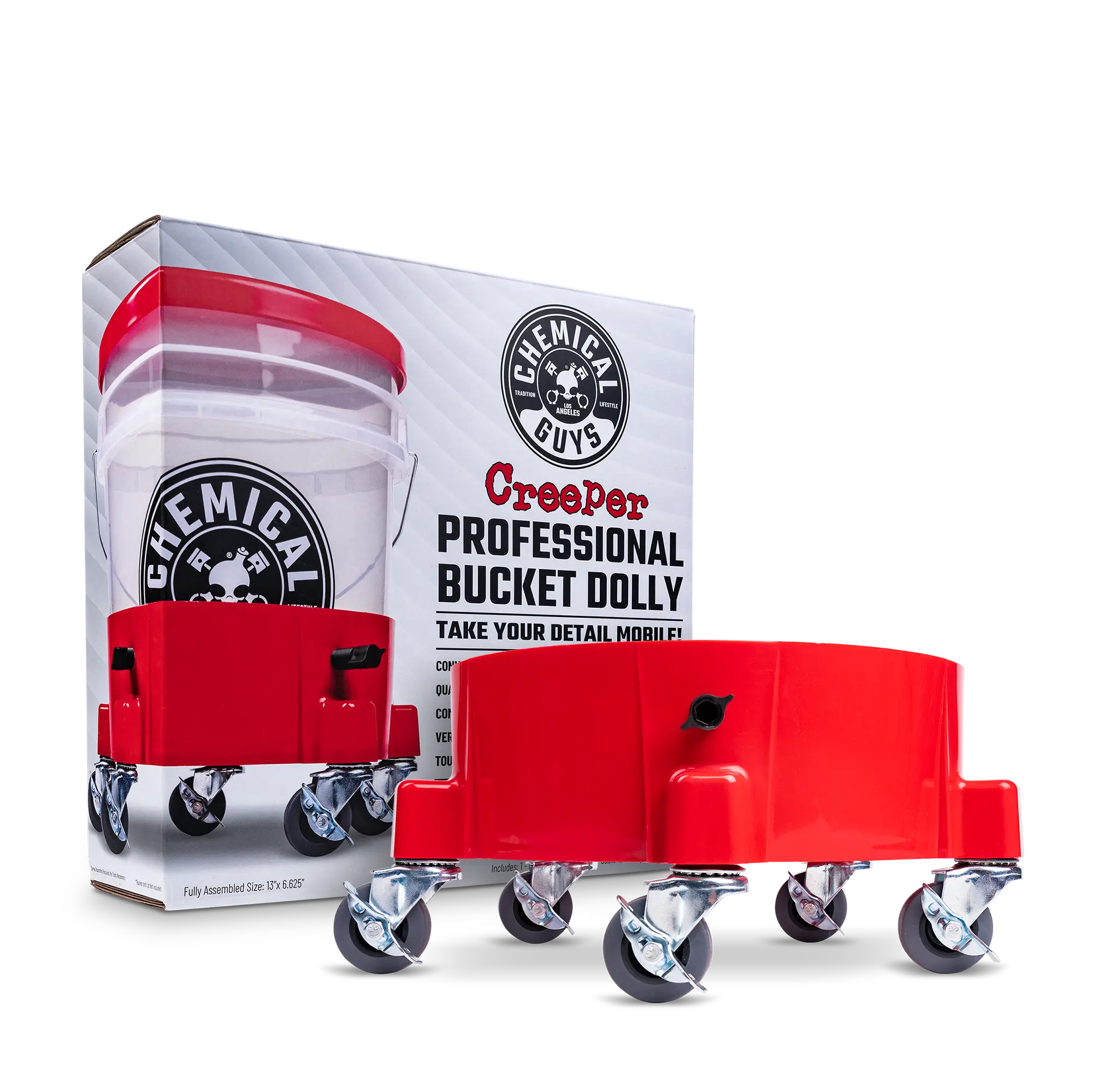 CHEMICAL GUYS Creeper Professional Bucket Dolly – Mobile Wheeled Detailing Platform for 3.5–7.5 Gal Buckets, 5 Swivel Casters, Locks in Place & Supports up to 300 lbs for Effortless Washing & Garage Mobility, Portable, Supports 300 Lbs