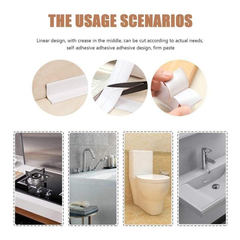 White Waterproof Caulk Tape 3.2m Self-Adhesive Sealing Tape for Bathroom Kitchen Sink Toilet Tub Edges Easy Application & Durability