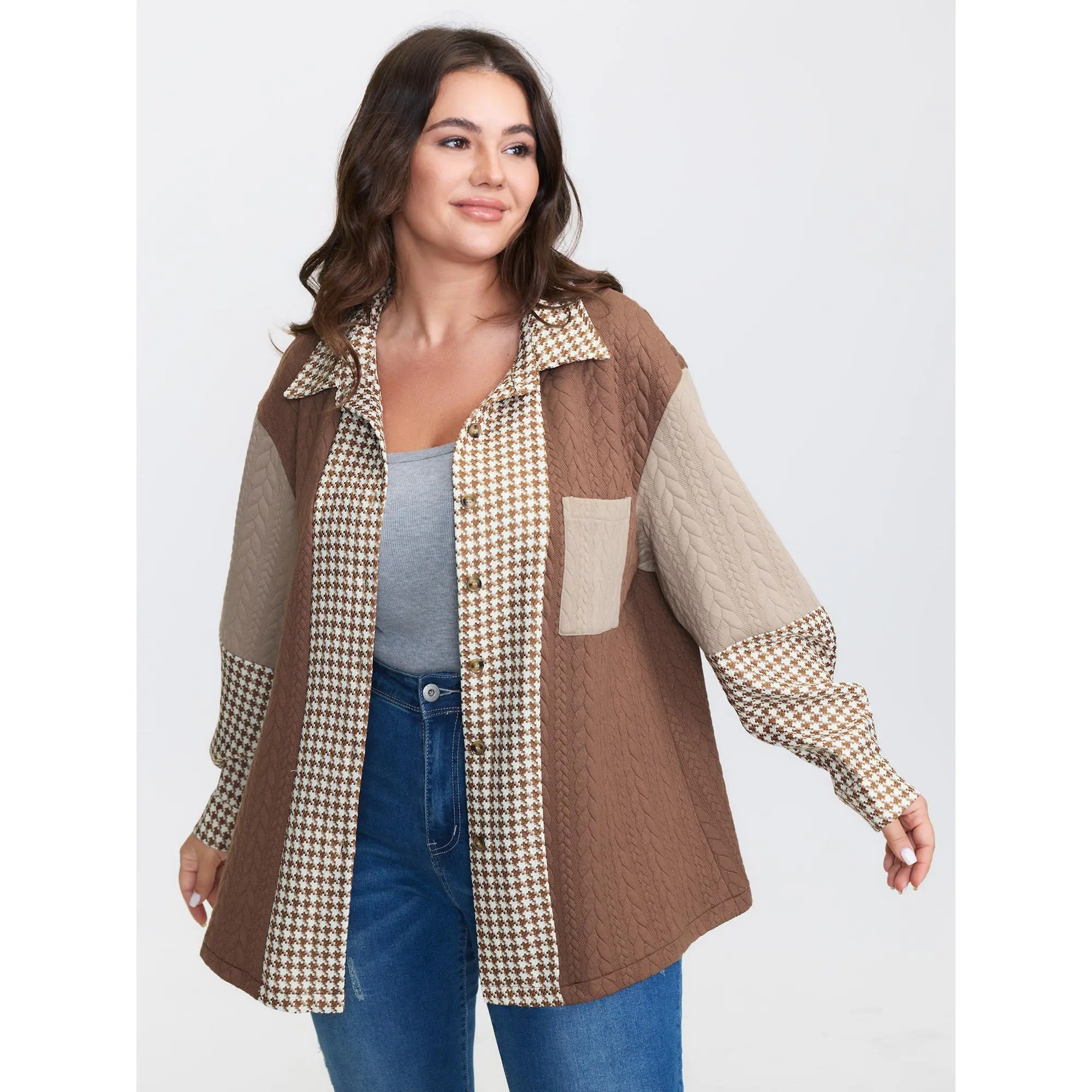 【Pocket Approved 】BLOOMCHIC Colorblock Textured Pocket Button Jacket 2026 Summer Vibes Swimweek,Spotlight,Summer wins,Deals for your days