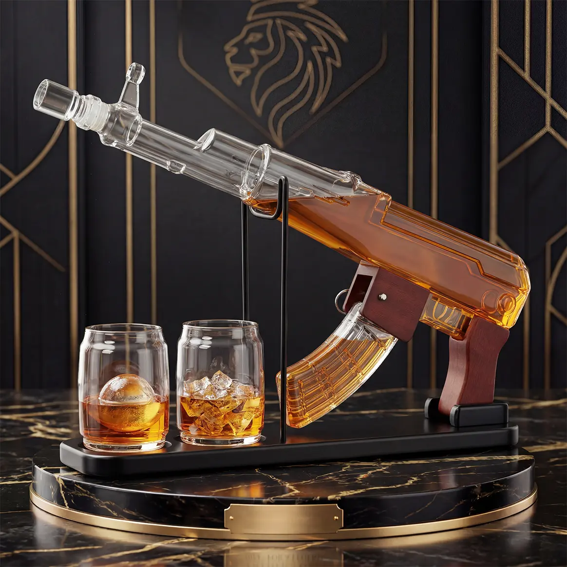 Man Cave Bar accessories,Unique Gifts for Men Dad,Kollea Whiskey Decanter Sets,Detachable Magazine & 2 Bullet Shot Bottles, Decoration, Liquor Dispenser for Bar/Anniversary/Birthday, Alcohol Utensils Presentfor Husband, Brother, Boyfriend