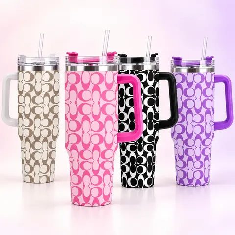 1PCS  Insulated Tumbler with Handle & Straw, 40oz Leakproof Stainless Steel Travel Mug, Neutral Aesthetic Reusable Water Cup, Ideal Gift for Friends, Family & Coworkers for Daily Use