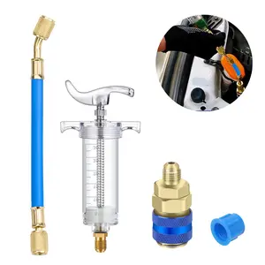 30ml AC Oil and Dye Injectors Kit - 1/4 SAE Connector Automotive Air Conditioning Refrigerant Injection Tool with Low Side Quick Coupler Adapter,for AC System Maintenance