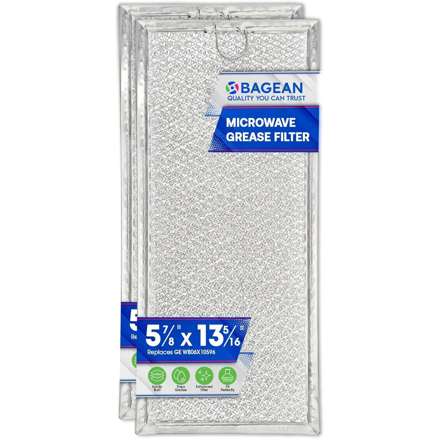 Microwave Filter Replacement 13.3" x 5.85" WB06X10596 GE Microwave Filter Fits Whirlpool Samsung Maytag - Aluminum Mesh Screen Grease Filters - Filters Air Entering Over the Range Oven Vent Fan (2-Pk)