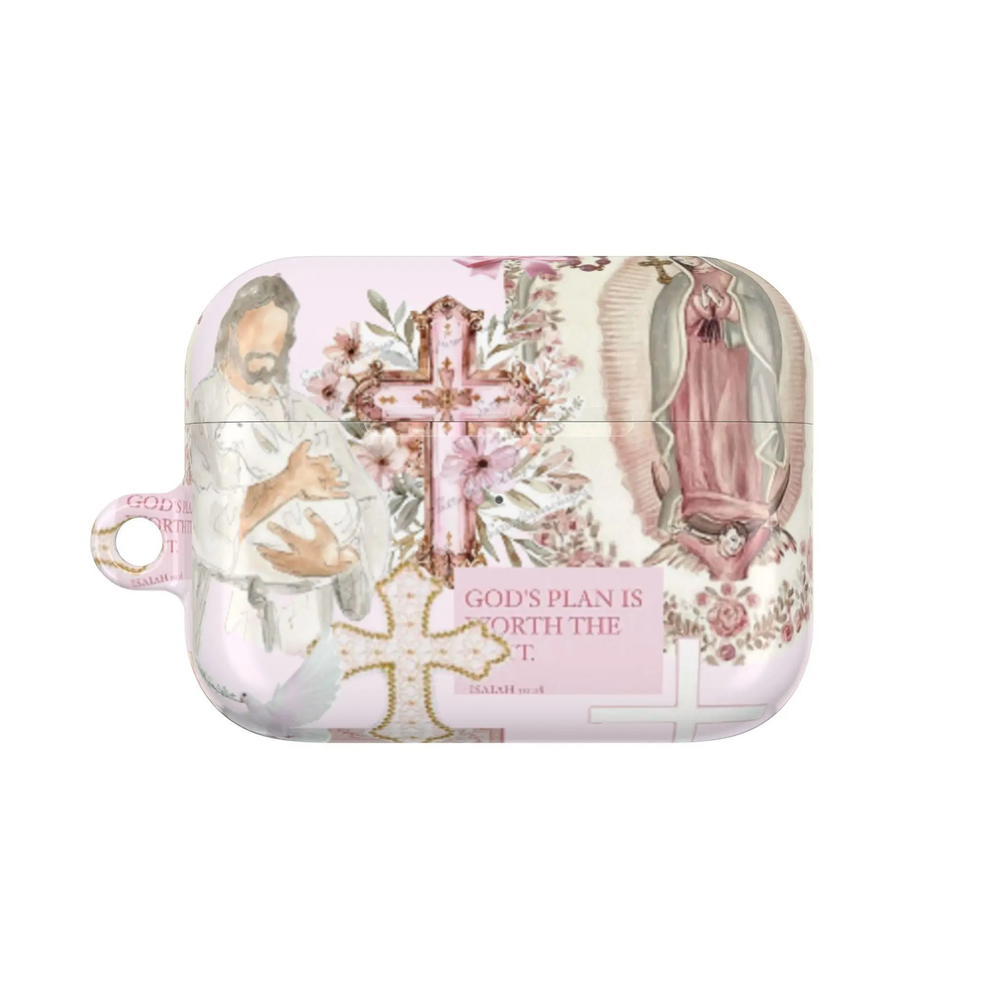 Holy Grace Virgin Mary AirPods Case, Floral Christian Aesthetic Earbuds Cover, Cute Religious Gift, Protective Cover for AirPods Gen 1, 2, 3, 4, AirPods Pro 1, 2, 3