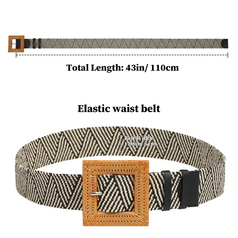 AWAYTR Fashion Elegant Women Elastic Belt Round Buckle Vintage Boho Straw Woven Belt Dress Belt TikTokShopBlackFriday AWAYTR Fashion Elegant Women Elastic Belt Round Buckle Vintage Boho Straw Woven Belt Dress Belt TikTokShopBlackFriday