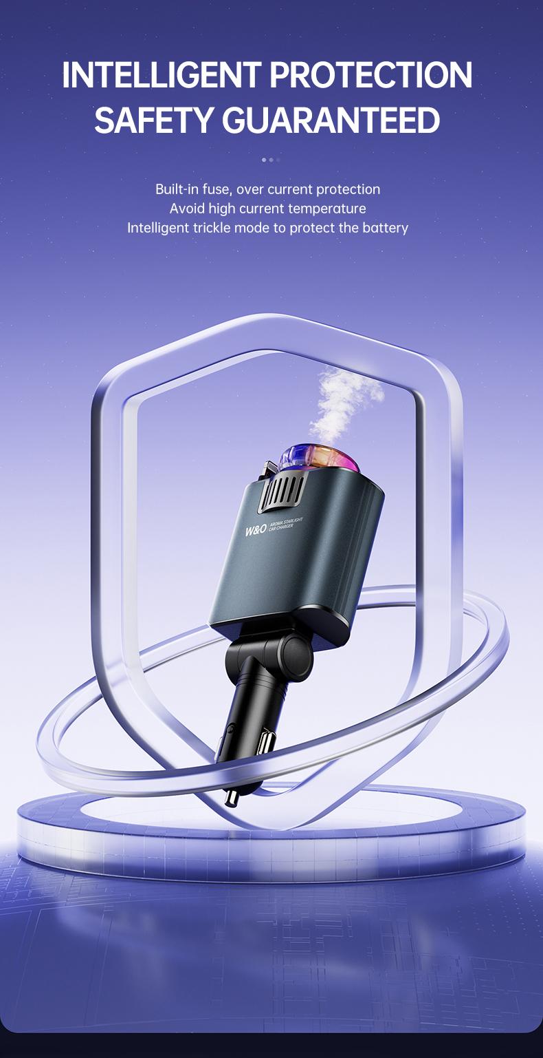 Aromatic Starlight In Car Roof Retractable Car Charger  Fast Charging Adapter 5-in-1 Smart Car Charger Car Air Freshener Starlight Car Adapter with Retractable Cables