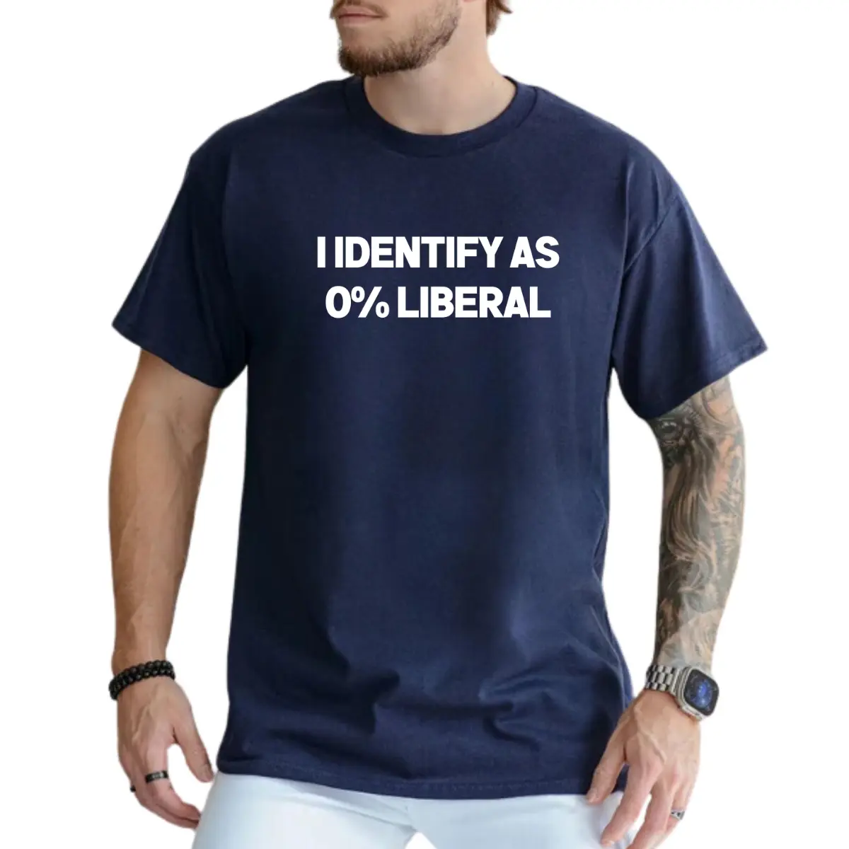 I Identify As 0% Liberal T-Shirt, Mens Shirts Funny, Conservative Political Graphics Tee, Political Graphics Shirt, Men's Gifts, Casual Menswear, For Men