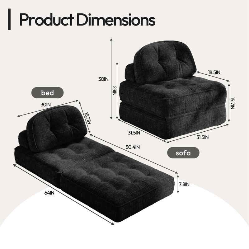 [New Year Deals] Folding Boneless Sofa Bed with Pillow, Convertible Comfy Couch Bed for Adults Home Lounge and Gaming, Modern Comfortable Design for Apartment Living Room Bedroom, Single, Smooth Velvet, Gifts for Everyone: Kids, Him, Her, Mom & Dad
