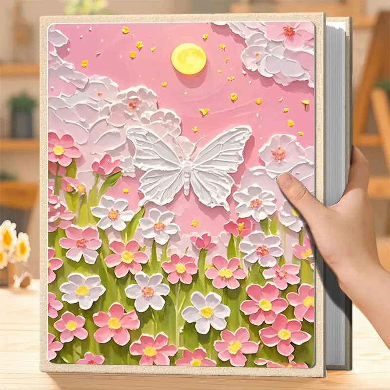 6 Inch Photo Album with 200 Pockets, Photo Storage, Creative Flower Pattern Flower Design Photocard Album, Picture Album, Home Decor for Living Room Bedroom, Gift for Family