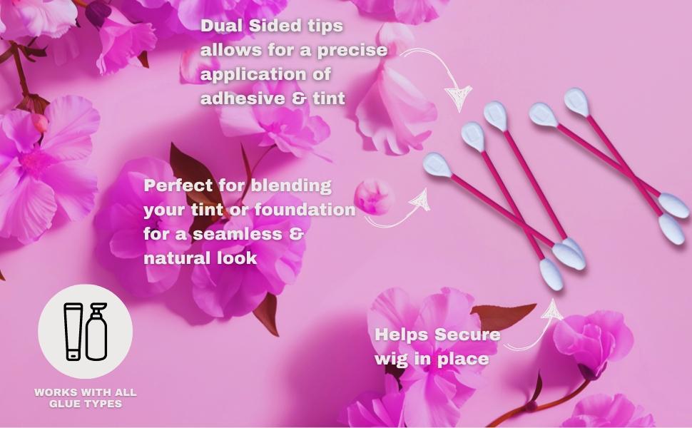 Classic Wig Tees - Dual Tip Precision Applicators - Rounded Swabs - for Adhesive Application, Touch-Ups & Blending - for Your Beauty Needs - 100 Cotton Tips - 3 Pack