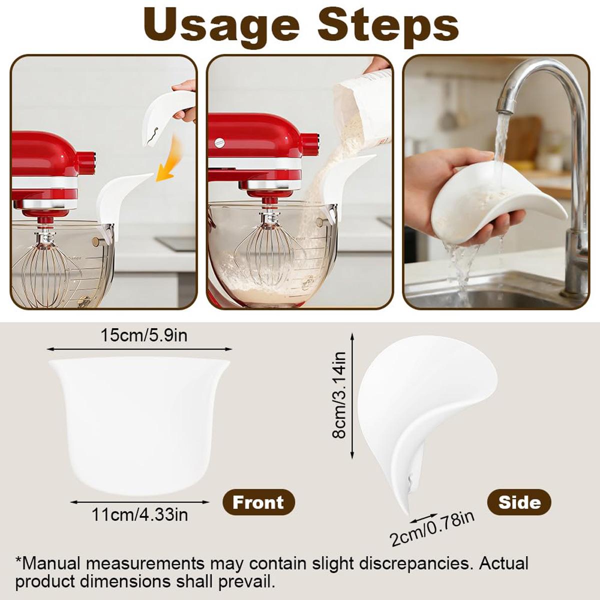 Tilt-Head Stand Mixer Flour Funnel, 4.5-5 Qt Bowl Fit, Dishwasher-Safe Baking Tool for Bakers, Convenient Household Kitchen Appliance Accessory for Dry & Wet Ingredients to Boost Baking Efficiency & Mixing Process toolupgrade