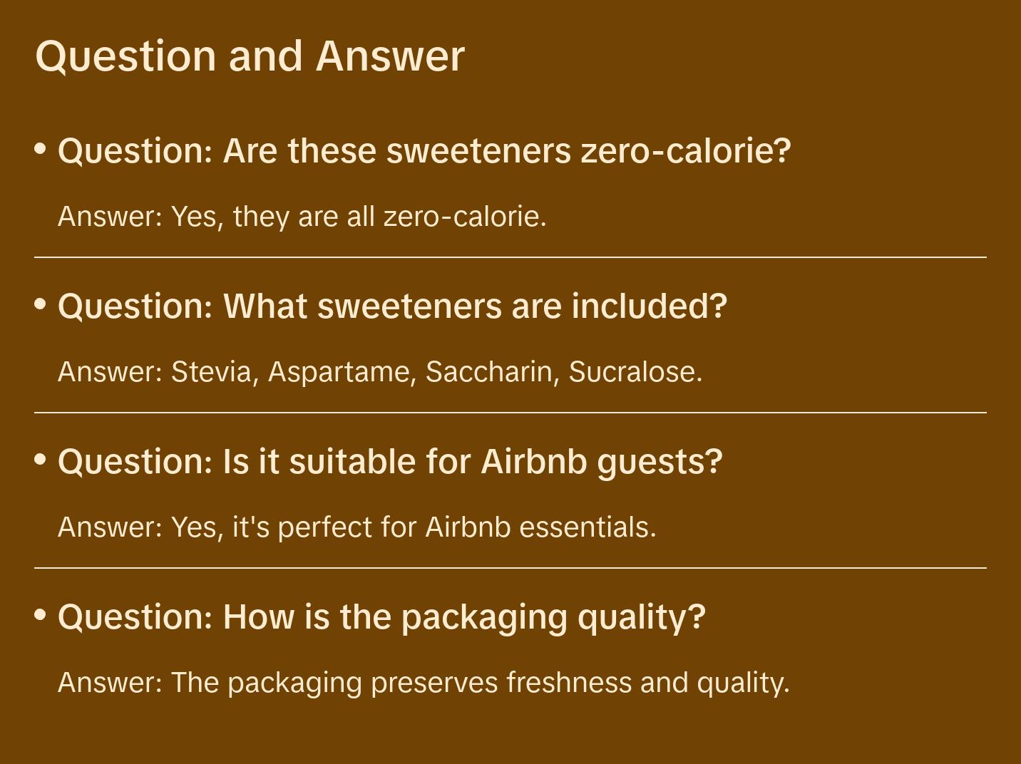TRIONI Sweetener Assortment Pack - Stevia, Aspartame, Saccharin, and Sucralose with Stirrers and Coaster