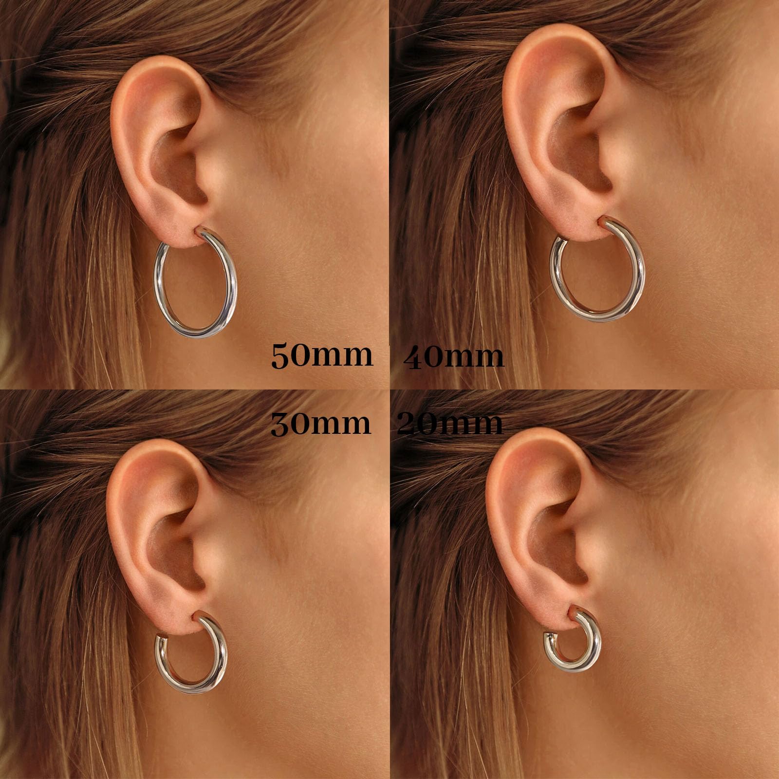 VENOCO 4PCS 14K Gold Plated Lightweight Chunky Open Hoops for Women Trendy Gold Hoop Earrings Classic Style Everyday Earrings Simple Gold-Tone Design for Everyday Wear