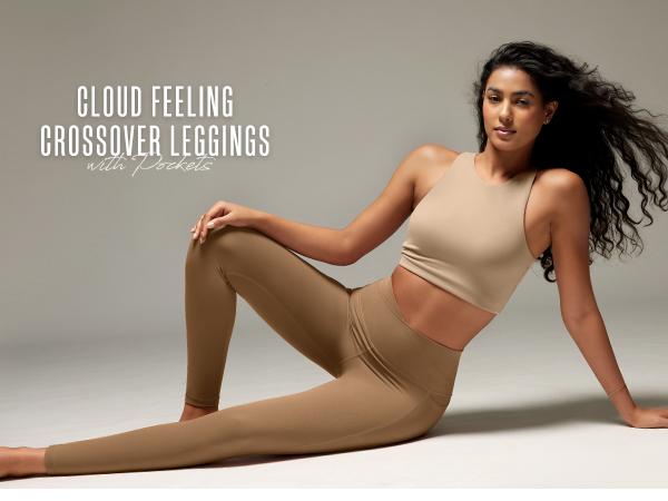 ODODOS Cloud Feeling Crossover 7/8 Leggings with Pockets for Women 25" / 28" V High Wasit Lounge Yoga Pants