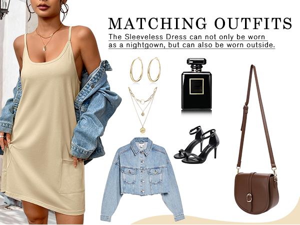 ZEAGOO DealsForYouDays Womens Nightgowns for Women Cotton Sleepwear Adjustable Spaghetti Strap Sleepshirt Racerback Sleep Dress with Pockets S-3XL