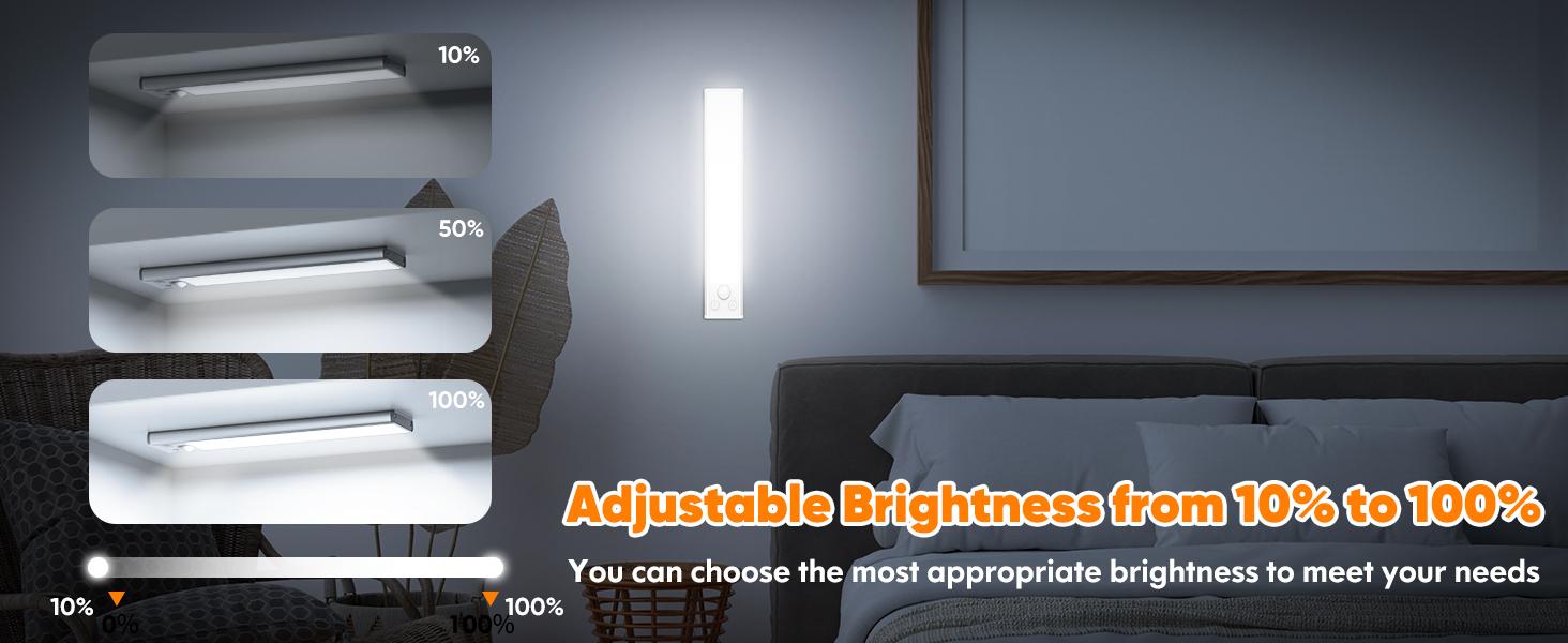 ‌"16" Under Cabinet Lighting - 1/2/4 Pack USB Rechargeable LED Closet Lights with Motion Sensor & Dimming, Stick-On Lights for Bedroom, Kitchen, Stair (16-Inch)