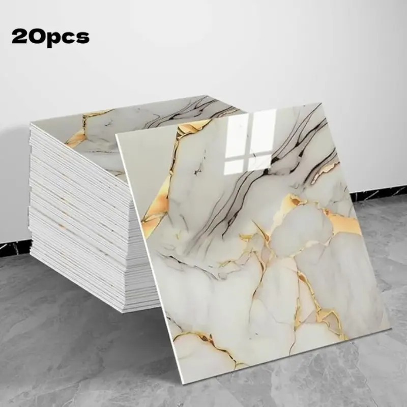 20pcs Marble Wall Tiles Stickers, 11.8"x11.8" Waterproof PVC Shower Wall Panels, Suitable for Kitchen, Bathroom, Bedroom, Interior Walls