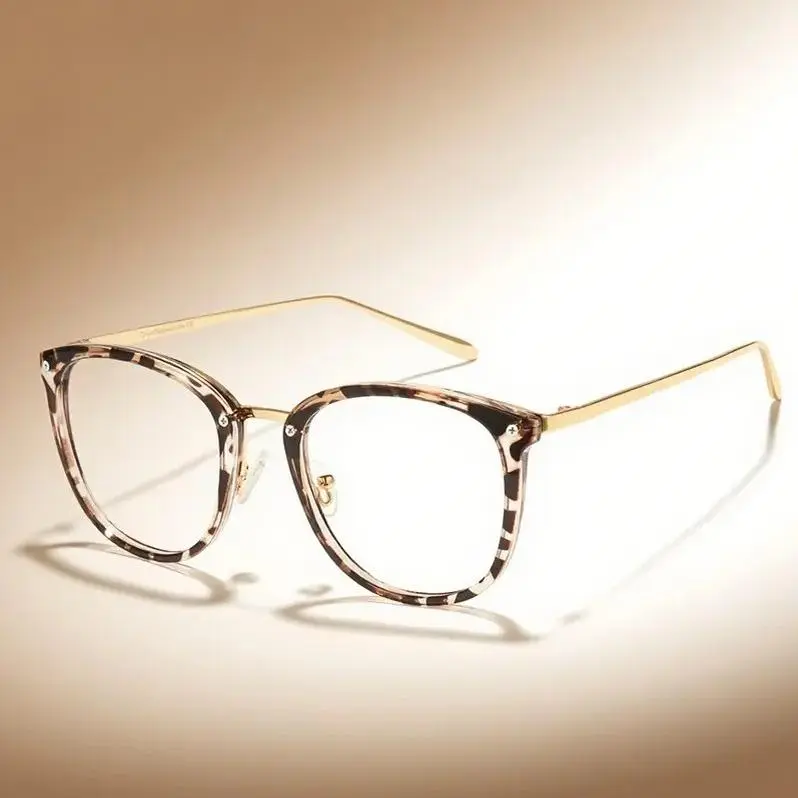 Unisex Square Full Rim Blue Light Glasses - HD Clear-Tint Non-Prescription PC Lenses, Metal-TR90 Cat Eye Design, Lightweight Sports Eyewear for Office-Gaming, Female Accessories, Glasses for Women