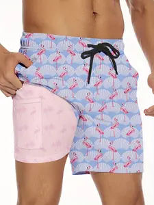 Men's Swim Trunks, Mesh Lining Swimming Shorts, Quick Dry Hawaiian Beach Shorts with Pockets