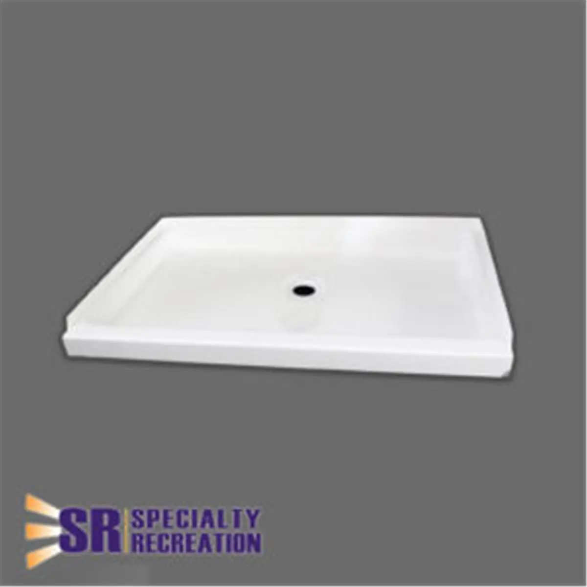 Specialty Recreation 24x38 in Rectangular Center Shower Pan, White Single Unit Indoor Bath Home Improvement Bathroom Fixture Accessory with Drainage