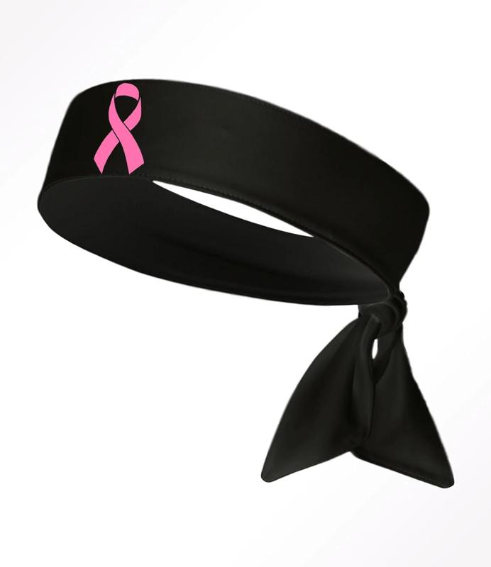Breast Cancer Ribbons Unisex Head Tie Headband Black White Hot Pink Light Pink Athletic Sports Youth Kids Girls Boys Women's Men's Football Basketball Cheer Baseball Softball Lax Lacrosse Soccer Weight Lifting Running Track Sweat Band Head Band Bulk Team