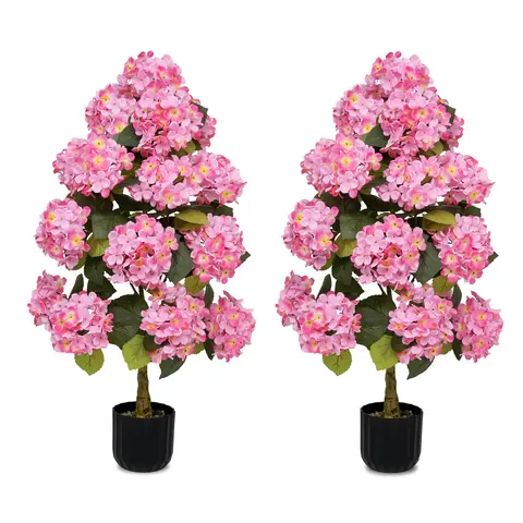 LVZHIYUAN 2-Piece 3ft Artificial Hydrangea Flower Set - Realistic Silk Look Lifelike Blooms with Decorative Pebbles, Planters for Indoor/Outdoor Home Decoration (Bedroom, Garage)
