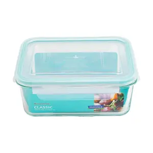GLASSLOCK Rectangular Food Container 1090ml - High Borosilicate Glass, Microwave & Freezer Safe, Airtight & Leakproof Food Storage Box