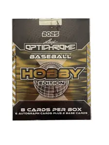 2025 Leaf Optichhrome Baseball Hobby Box - 6 autographed cards and 2 numbered base cards per box